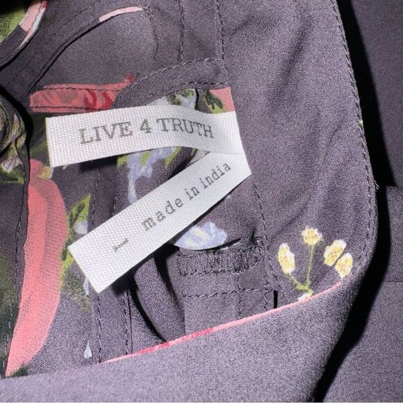 Live 4 Truth Gray Pink Floral Long Wide Sleeve V Neck Lightweight Blouse size m - Picture 10 of 13